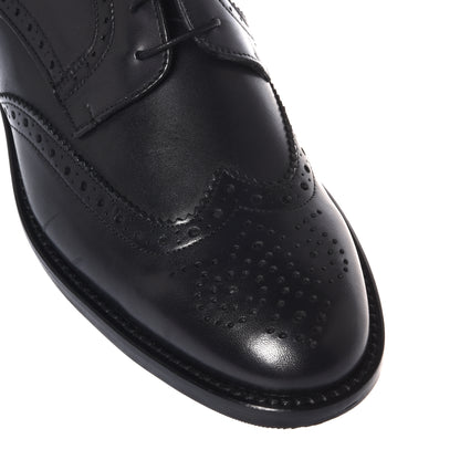 Black leather lace-up shoes