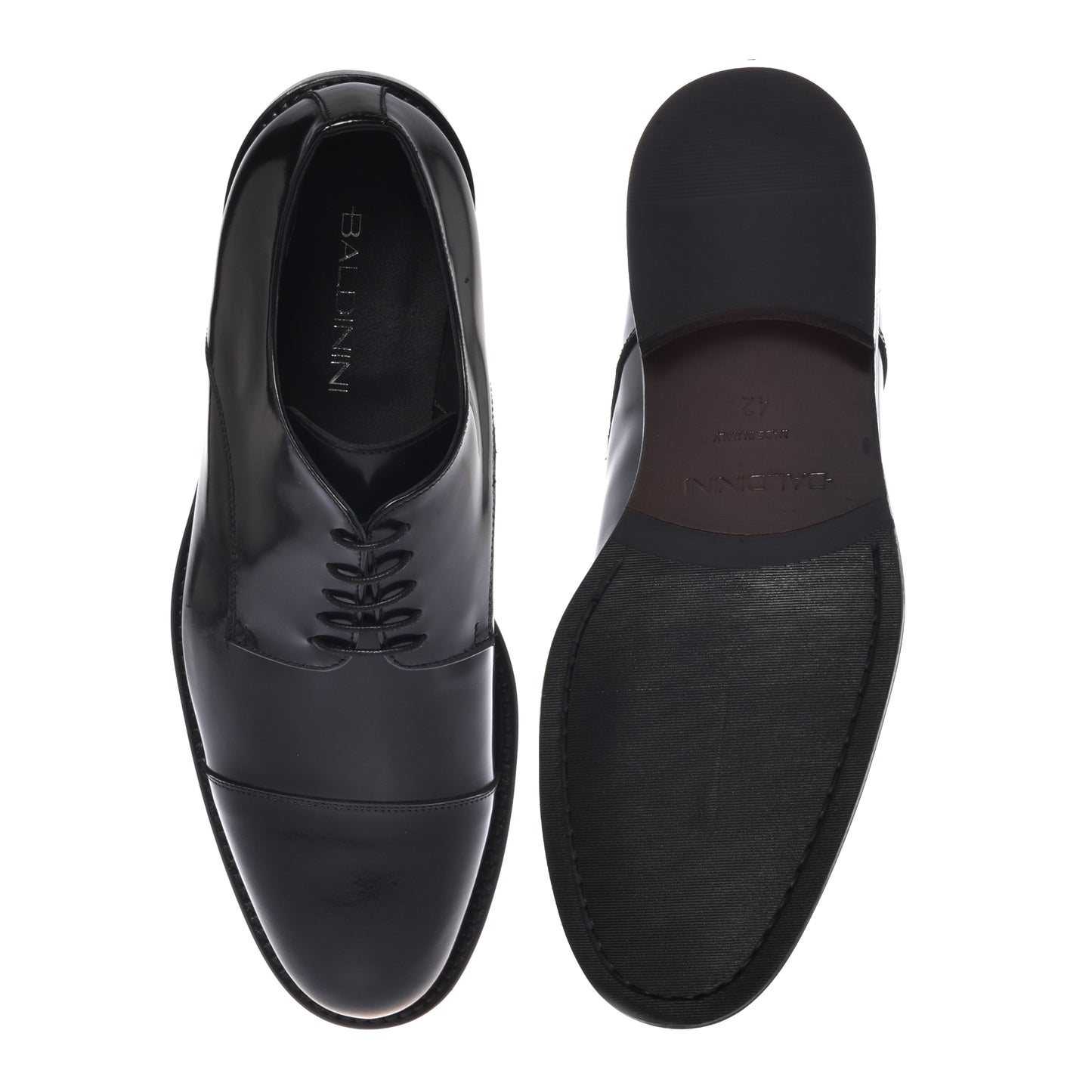 Scarpe stringate marrone scuro in pelle lucida