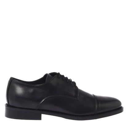 Black leather lace-up shoes