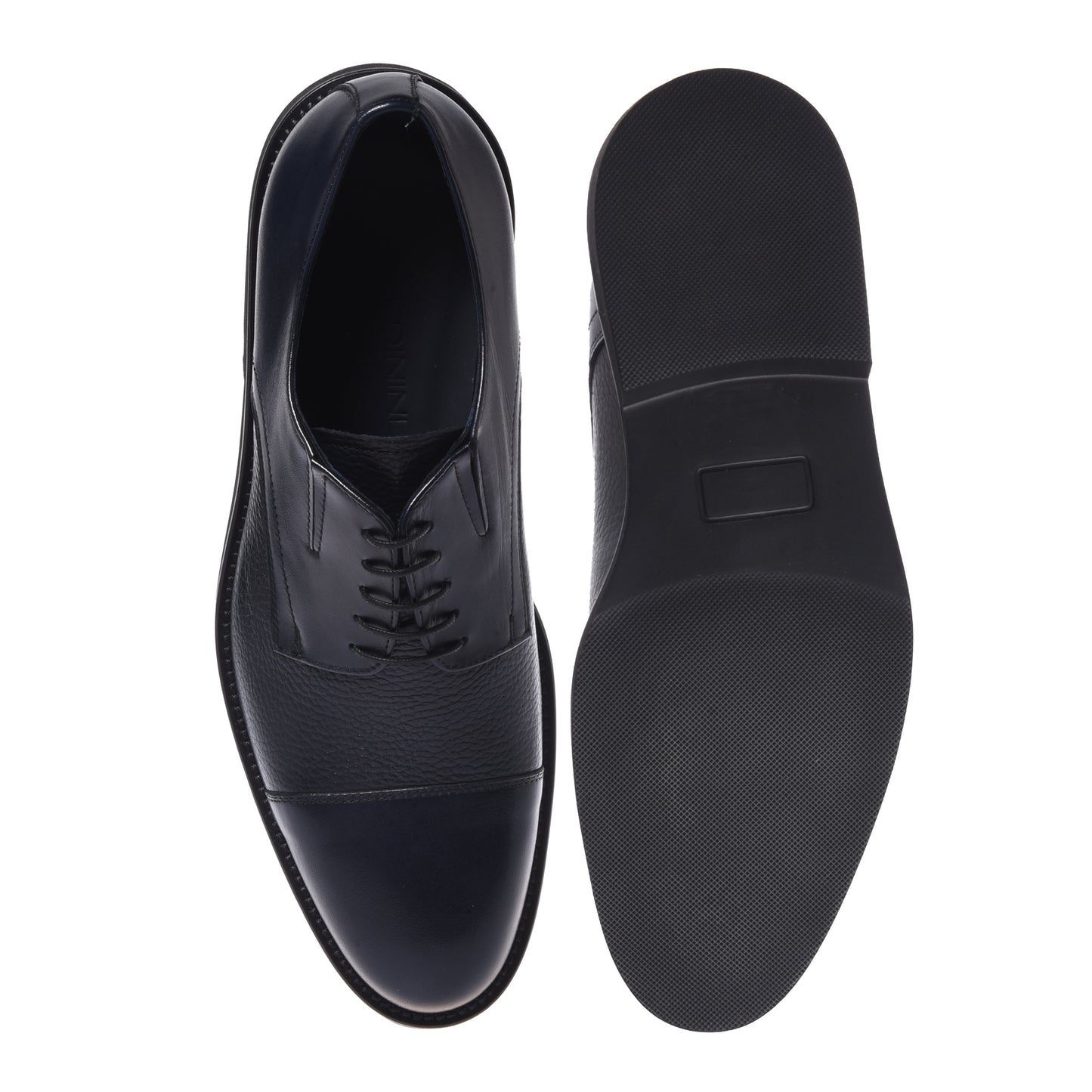 Blue lace-up shoes in tumbled leather and leather