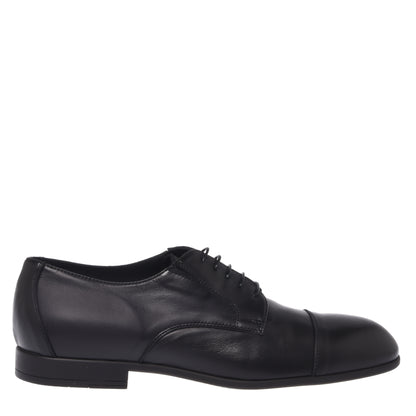 Black leather lace-up shoes