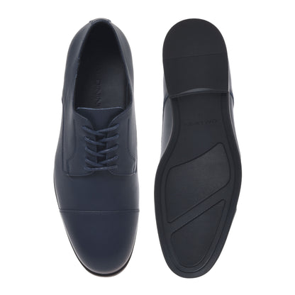 Blue leather lace-up derby shoes