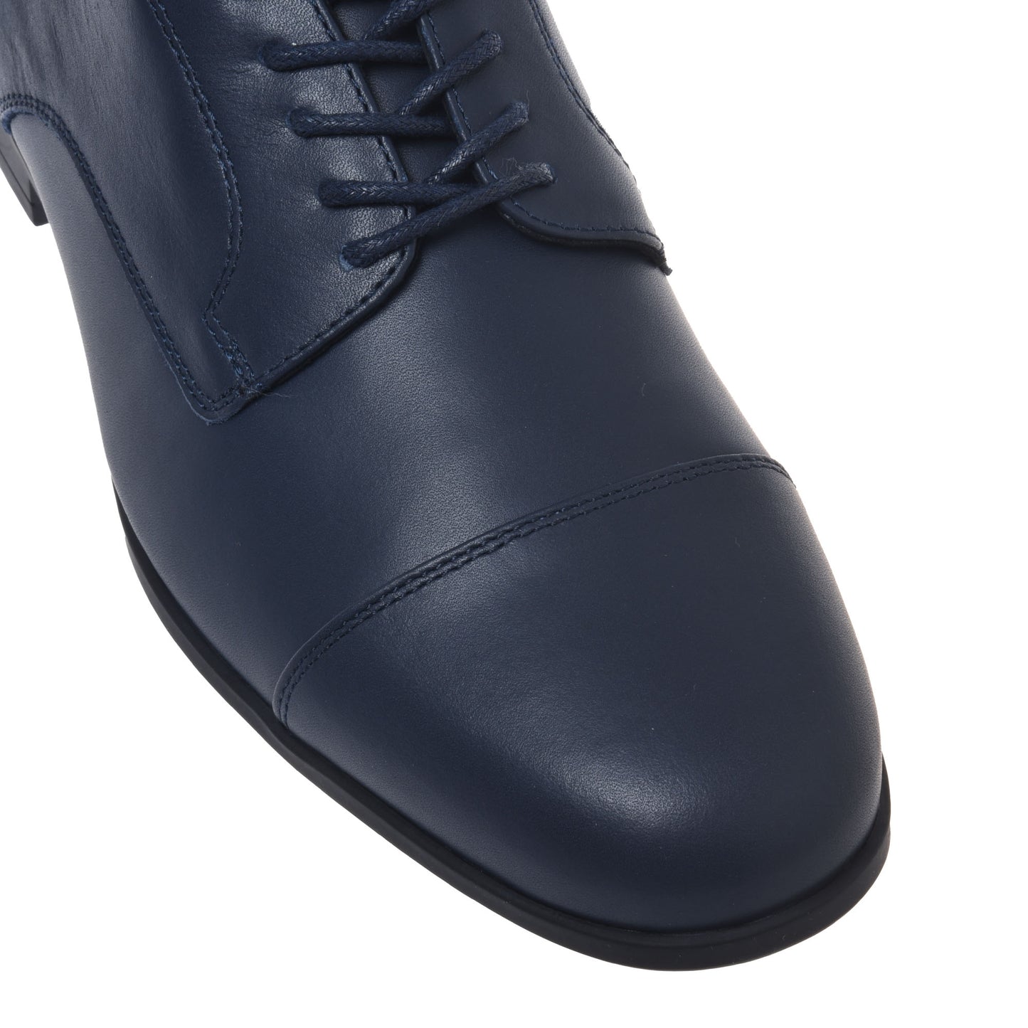 Blue leather lace-up derby shoes