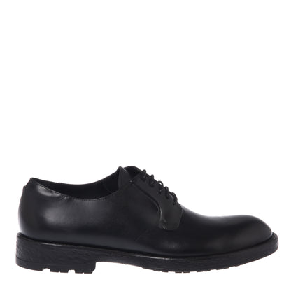Black distressed leather lace-up shoes