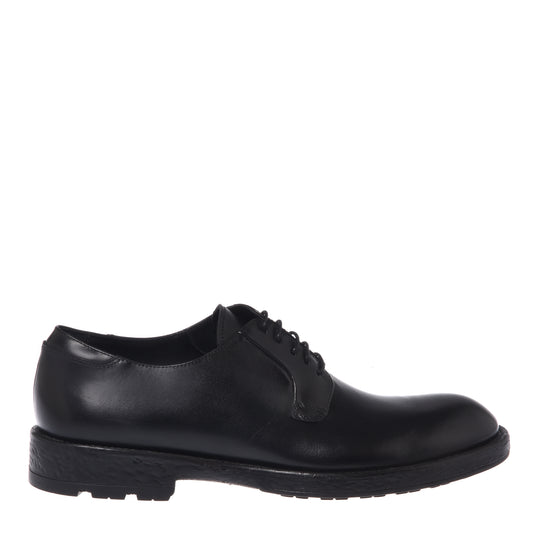 Black distressed leather lace-up shoes