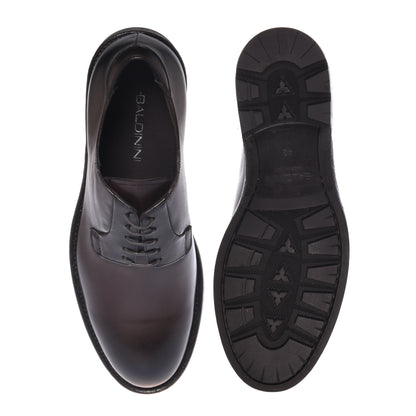 Dark brown distressed leather lace-up shoes