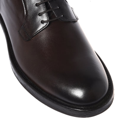 Dark brown distressed leather lace-up shoes