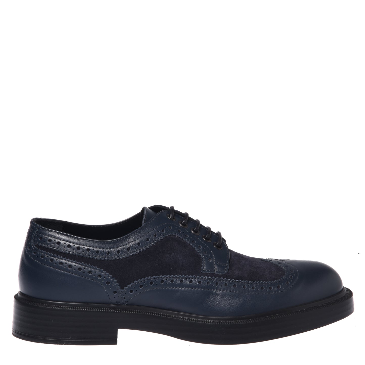 Derbies bleus en cuir et daim