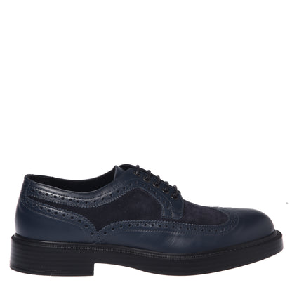 Derbies bleus en cuir et daim