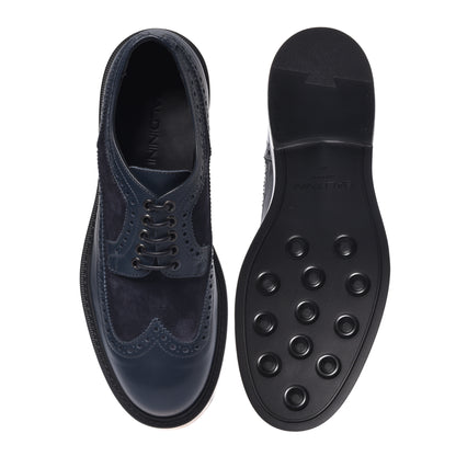 Derbies bleus en cuir et daim