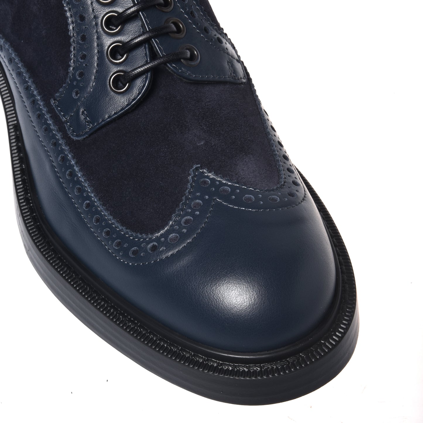Derbies bleus en cuir et daim