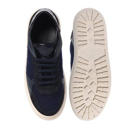 Sneakers in pelle scamosciata e lana blu