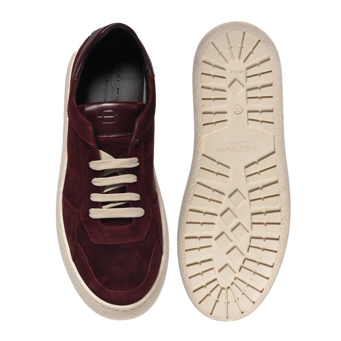Burgundy suede sneakers