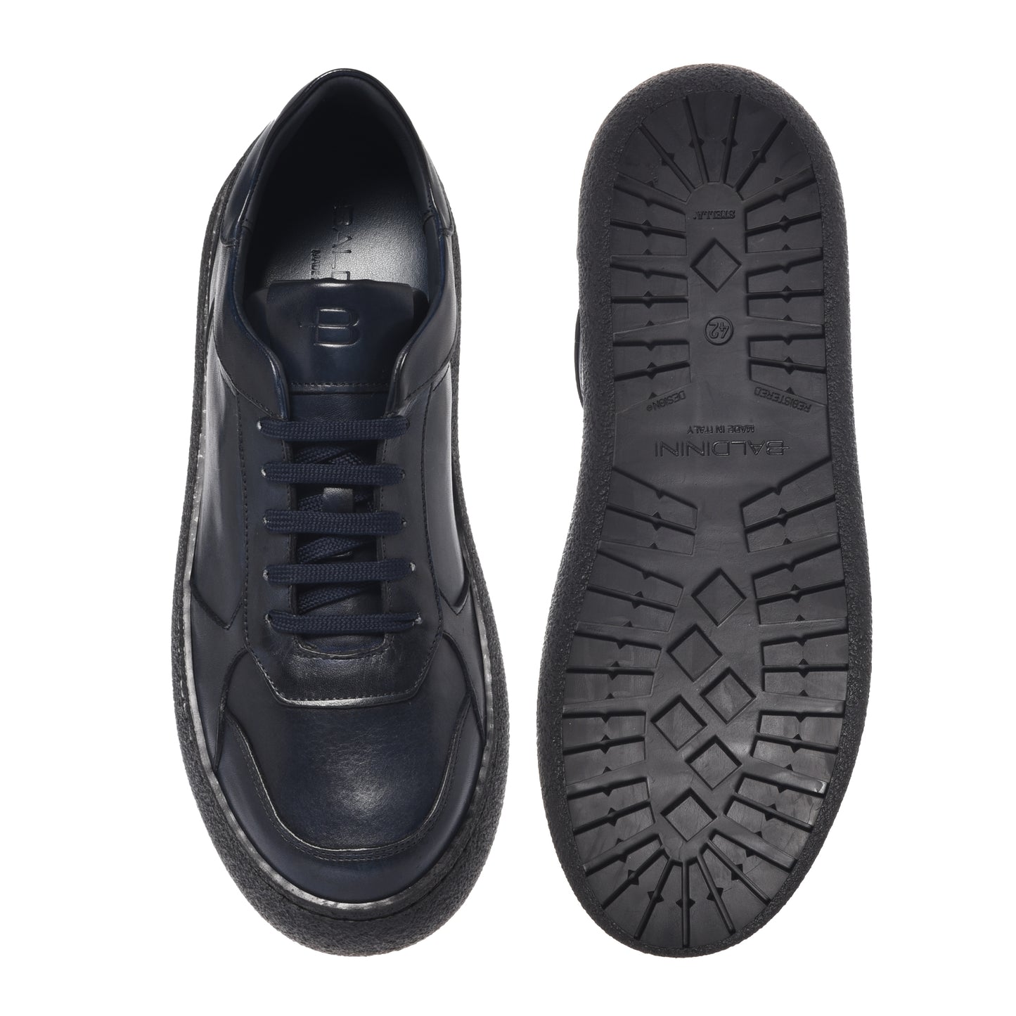 Blue washed leather derby shoes