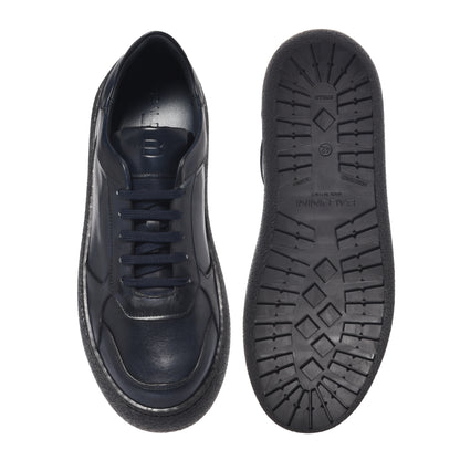 Blue washed leather derby shoes