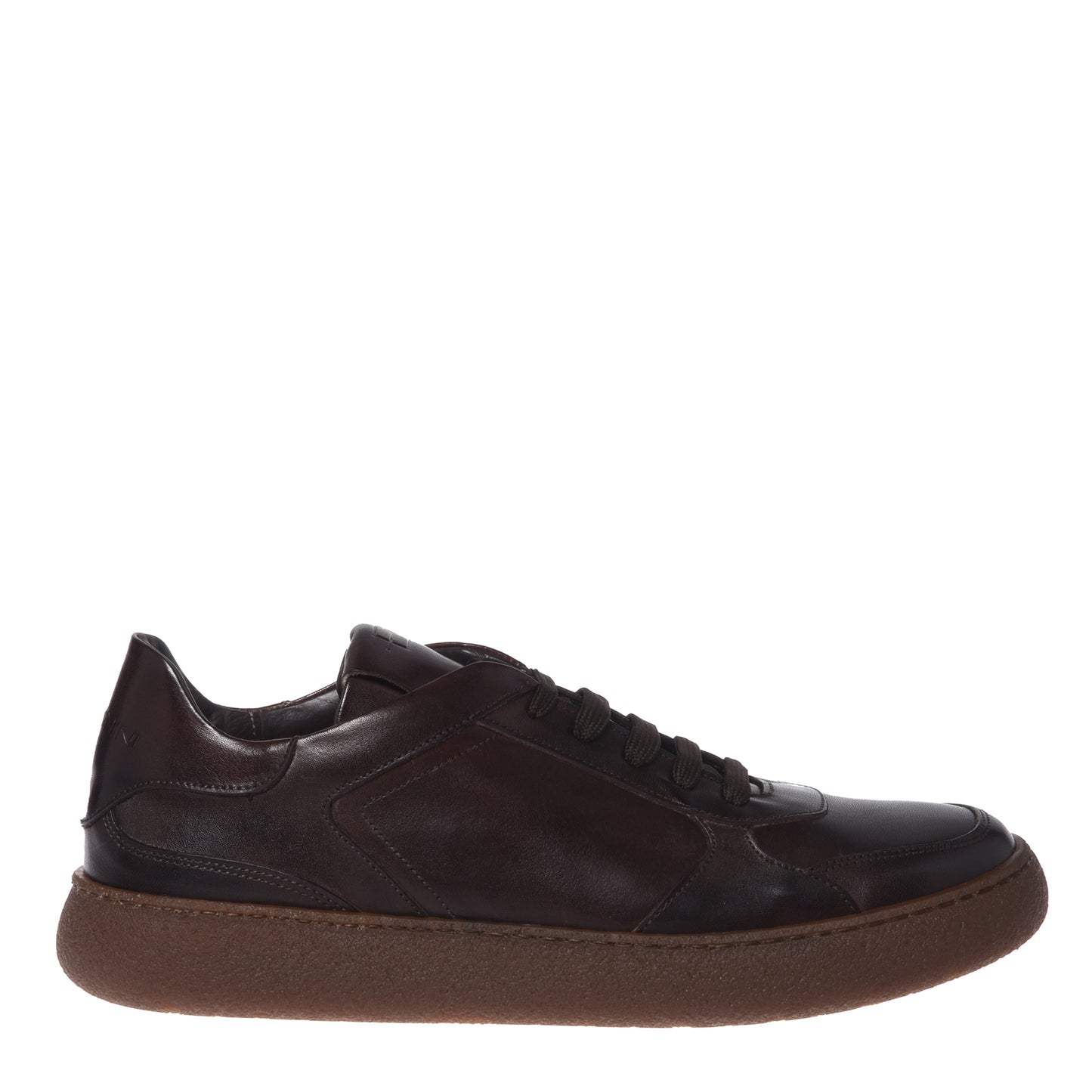 Dark brown washed leather sneakers