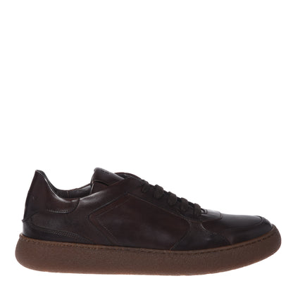 Dark brown washed leather sneakers