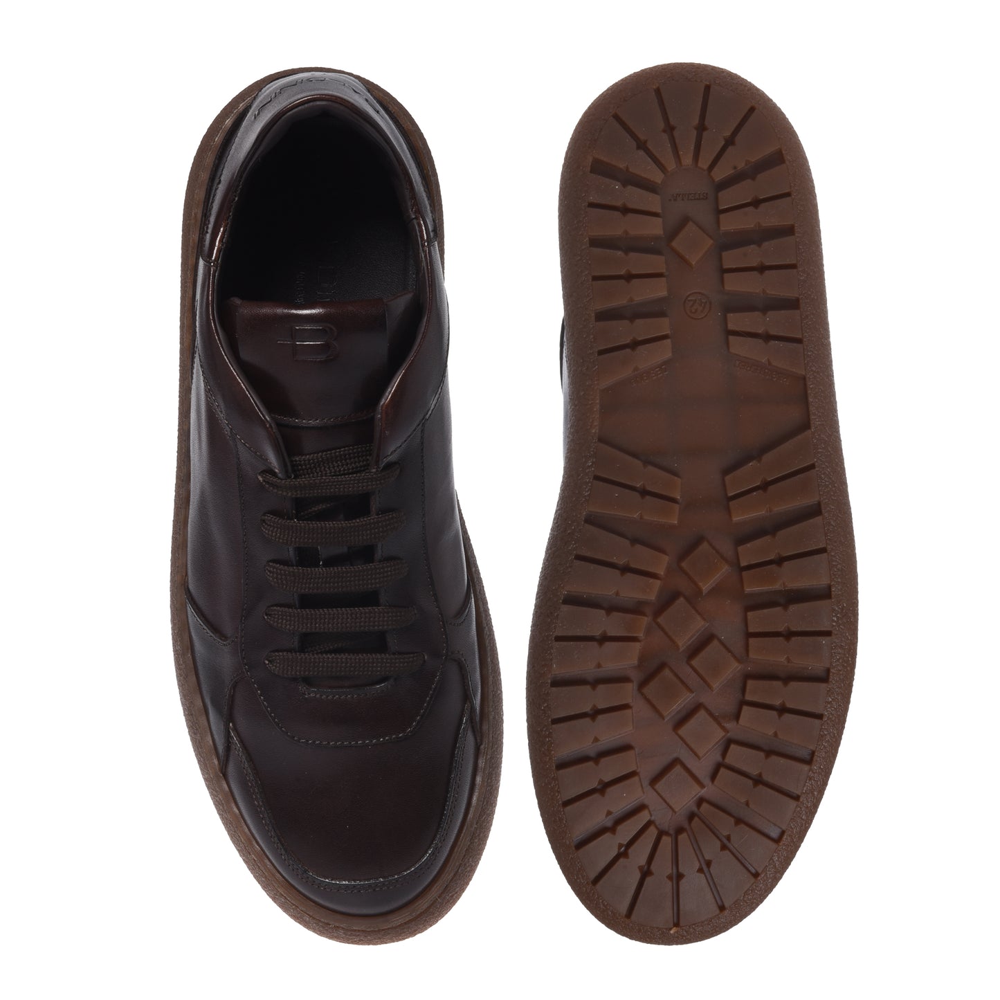 Dark brown washed leather sneakers
