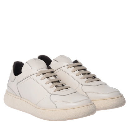 Off-white leather sneakers