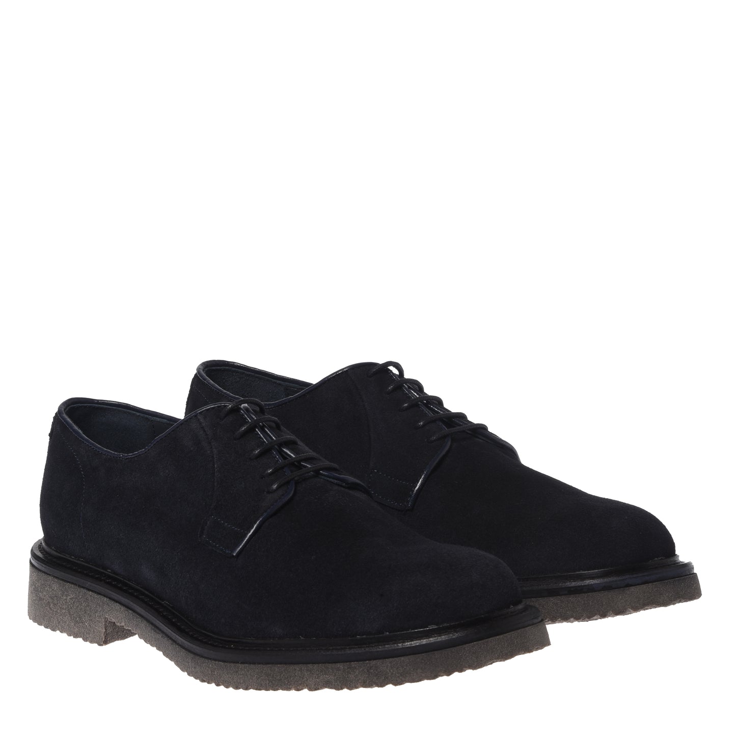 Blue suede lace-up shoes