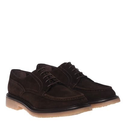 Dark brown suede lace-up shoes