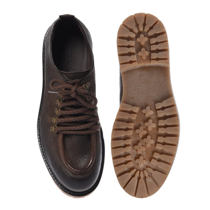 Scarpe stringate in nabuk marrone scuro