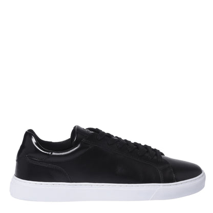 Black leather and sanded leather sneakers