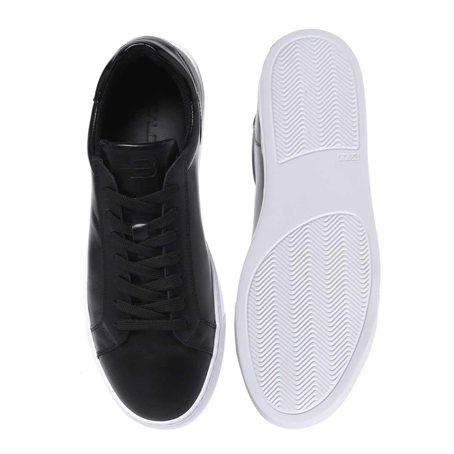 Black leather and sanded leather sneakers