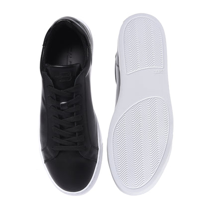 Black leather and sanded leather sneakers