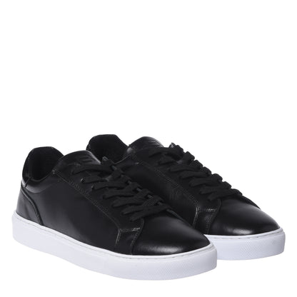 Black leather and sanded leather sneakers