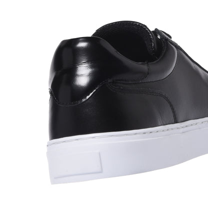 Black leather and sanded leather sneakers