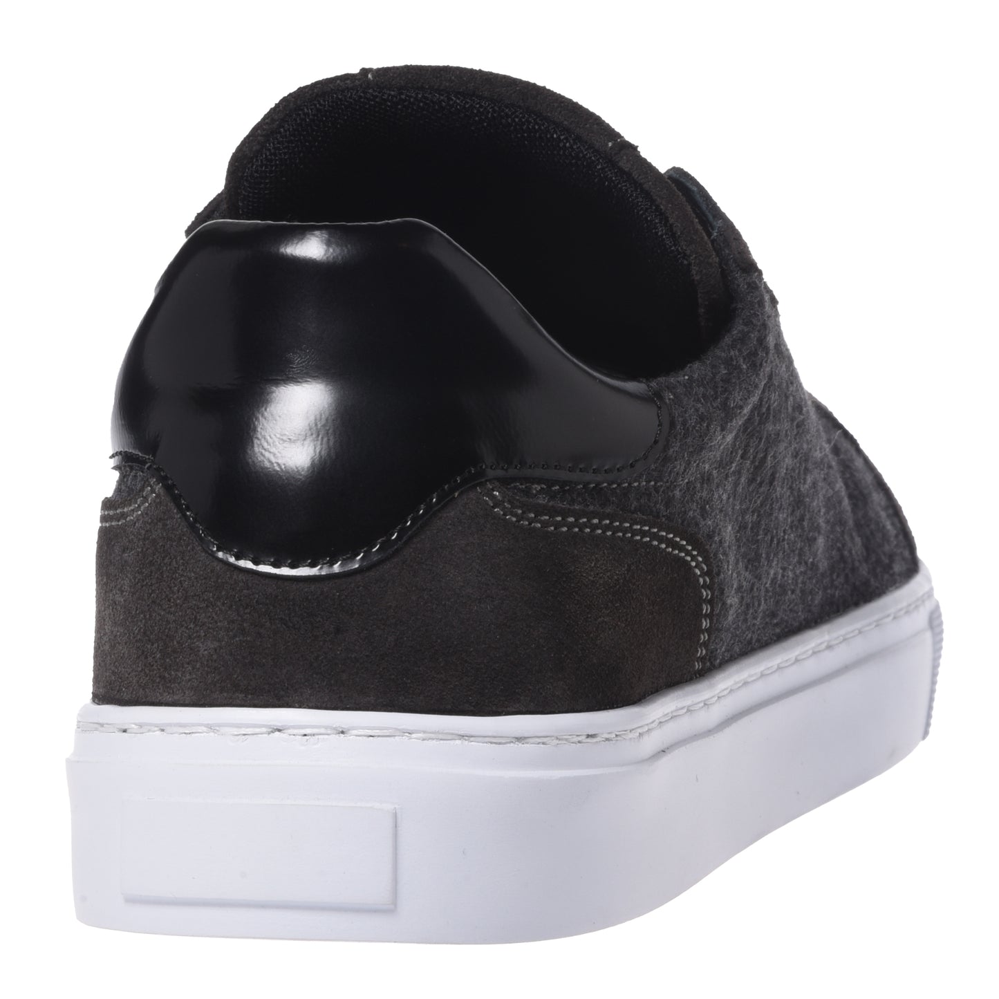 Sneakers in pelle scamosciata e lana grigia
