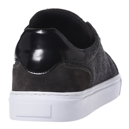 Sneakers in pelle scamosciata e lana grigia