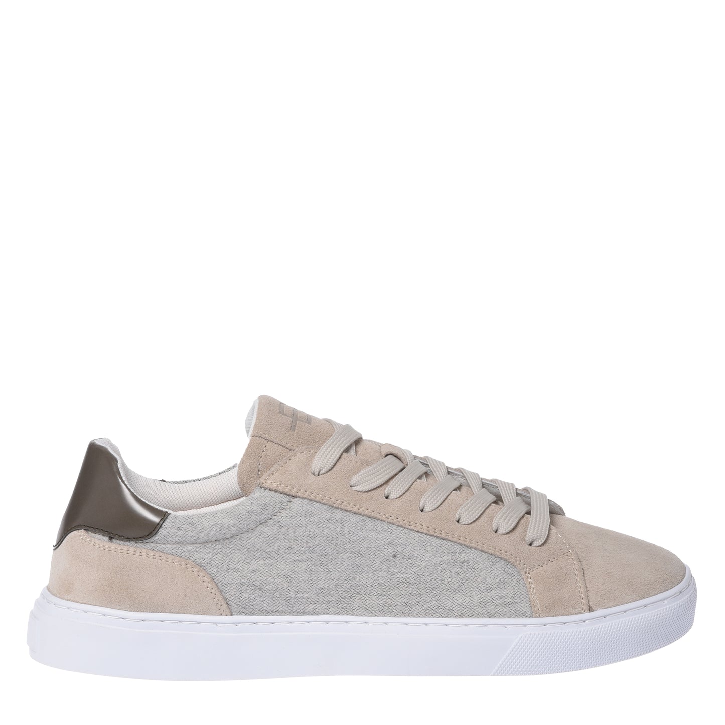 Sneakers in pelle scamosciata e lana beige