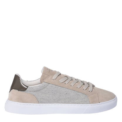 Sneakers in pelle scamosciata e lana beige