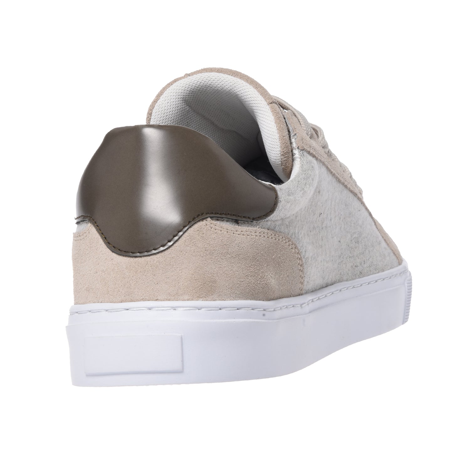 Sneakers in pelle scamosciata e lana beige