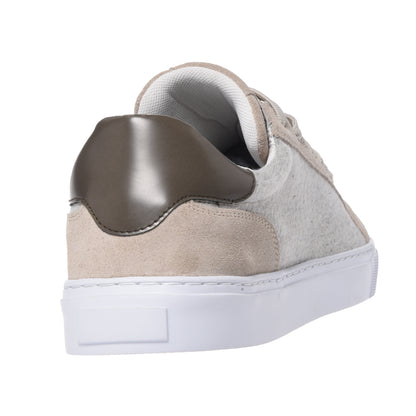 Sneakers in pelle scamosciata e lana beige