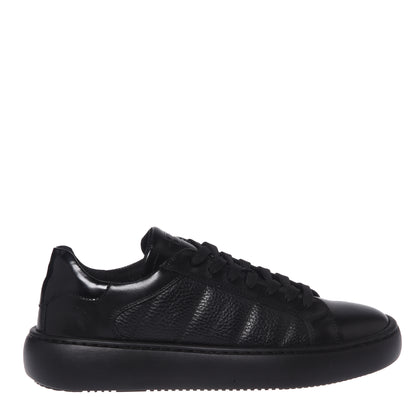 Black quilted leather sneakers