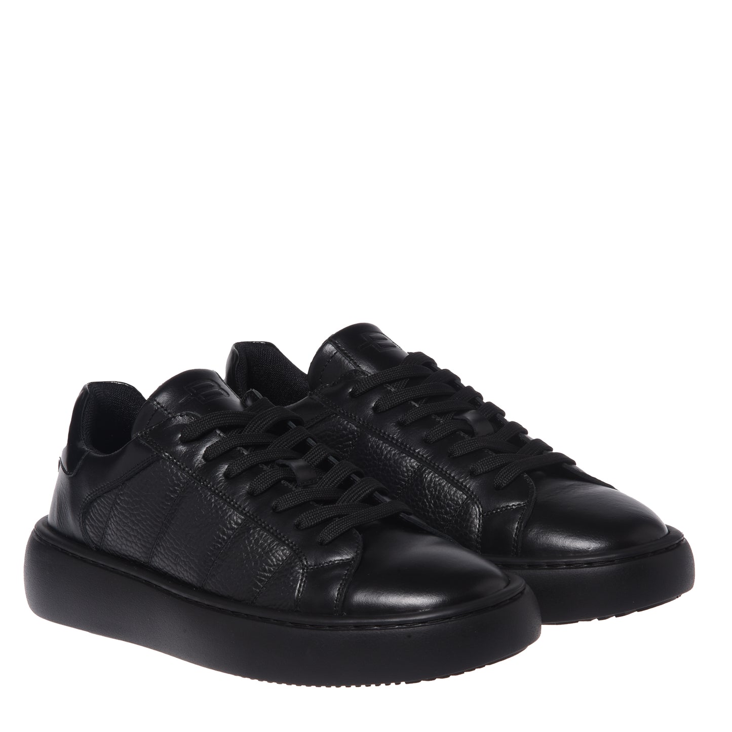 Black quilted leather sneakers