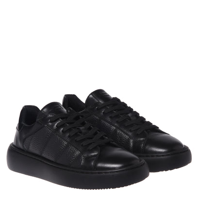 Black quilted leather sneakers