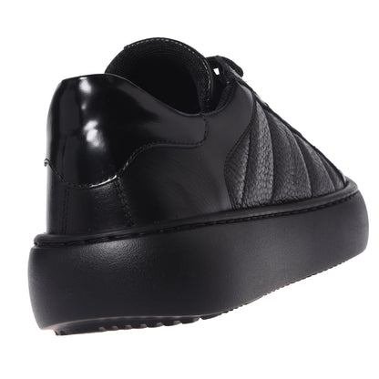 Black quilted leather sneakers