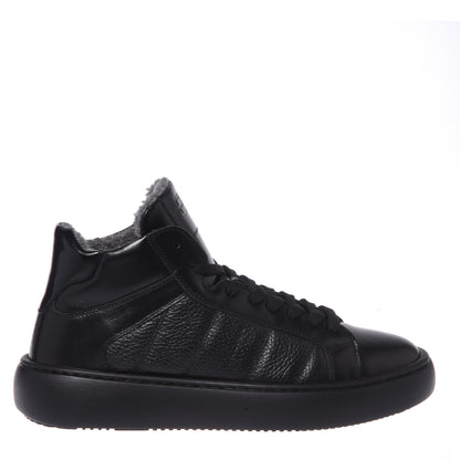 Black quilted leather sneakers