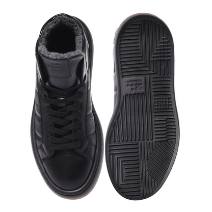 Black quilted leather sneakers