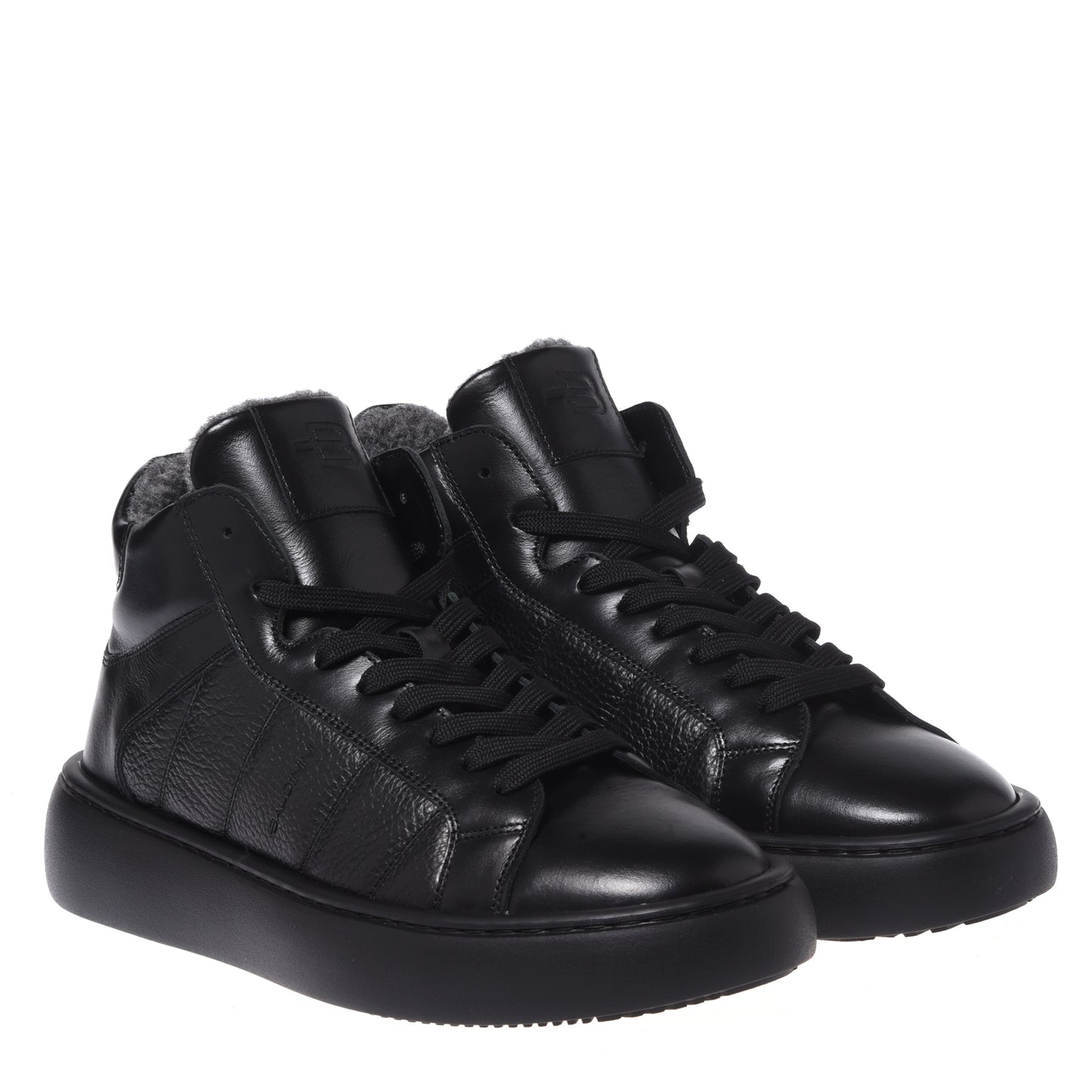 Black quilted leather sneakers