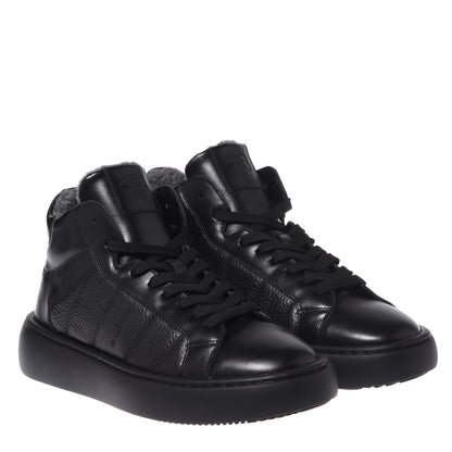 Black quilted leather sneakers