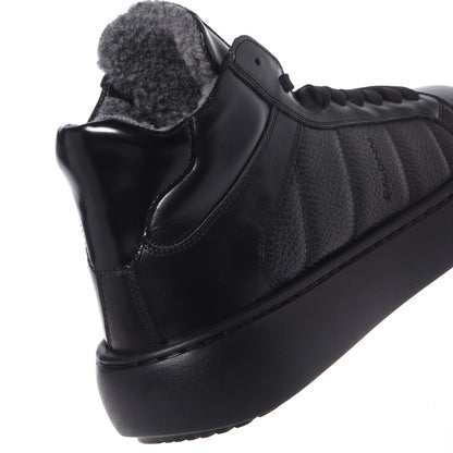 Black quilted leather sneakers