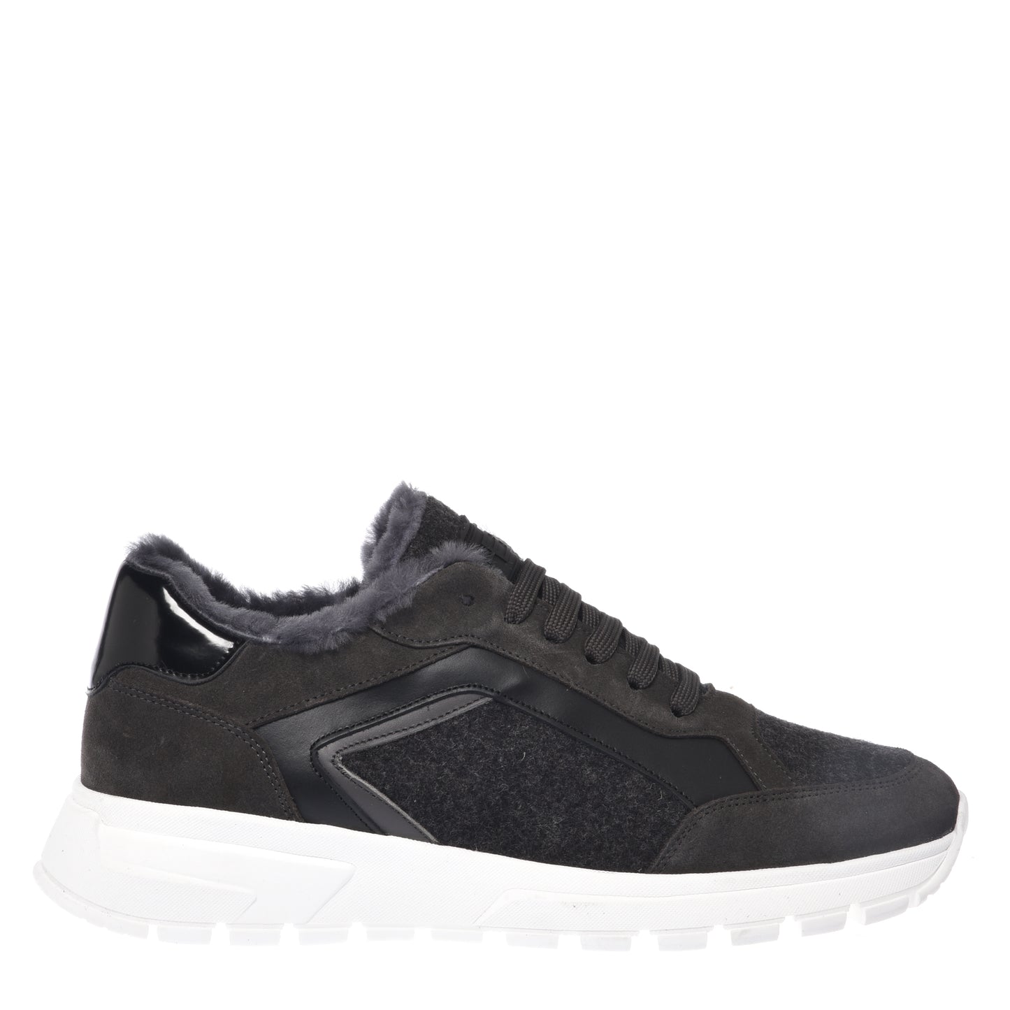 Dark gray suede and wool sneakers