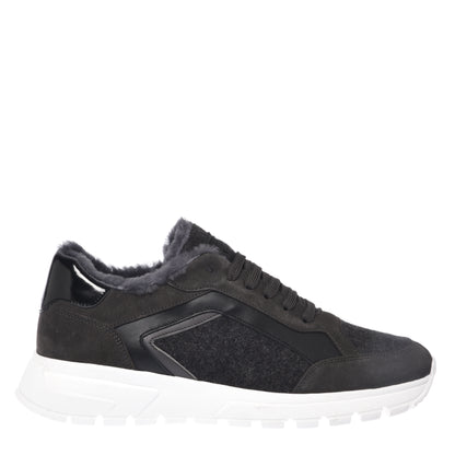 Dark gray suede and wool sneakers