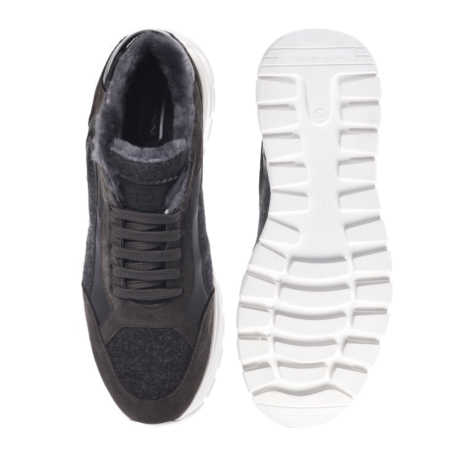 Dark gray suede and wool sneakers