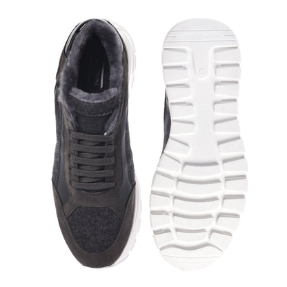 Dark gray suede and wool sneakers